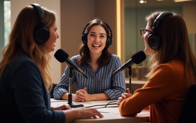 Session d'enregistrement podcast avec invités